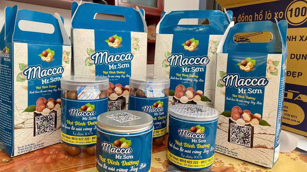 Các sản phẩm hạt macca đóng gói